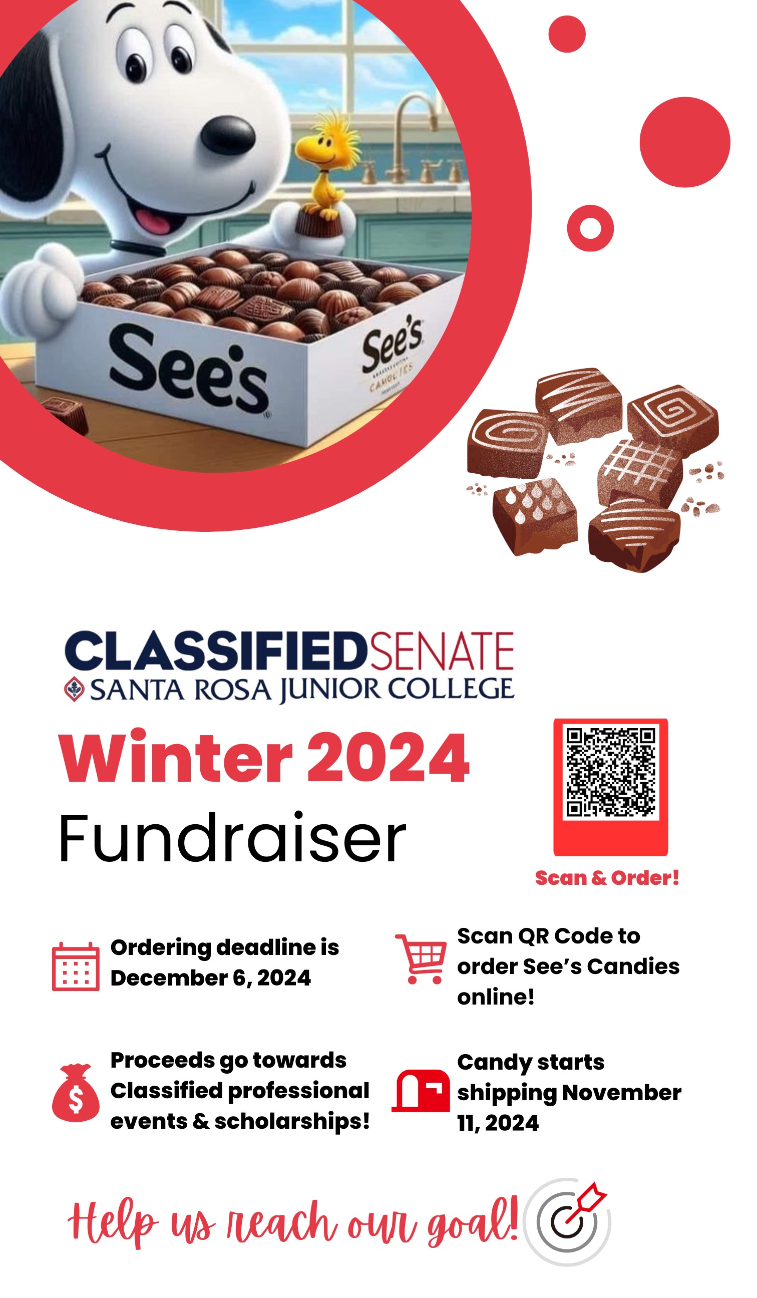 See's Winter Fundraiser Information with QR Code